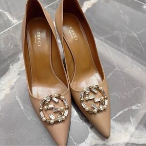 Gucci Women's Tan Embellished Heels